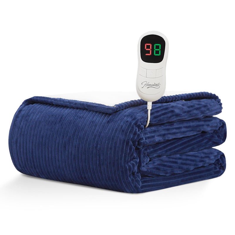 Home Mate Homemate Heated Blanket Electric Throw - 50""x60"" Heating Blanket Throw 1/2/4/6/8 Hours Auto-Off 10 Heat Levels Heat Blanket Over-Heat Protection Soft Flannel Sherpa Heater Blanket ETL Certification - Image 1